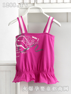 小猪班纳女童针织吊带衫