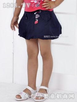 小猪班纳深蓝色儿童梭织短裙