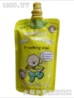 叶子香蕉梨和芒果果泥