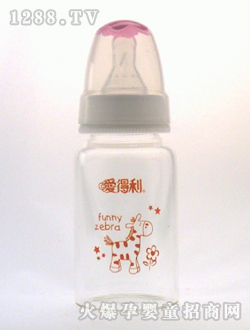 晶钻玻璃奶瓶120ml红马