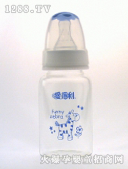 晶钻玻璃奶瓶120ml蓝马