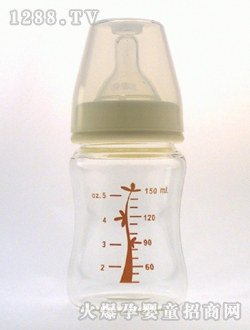 宽口晶钻玻璃奶瓶150mL红树