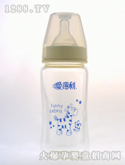 宽口晶钻玻璃奶瓶240mL蓝色