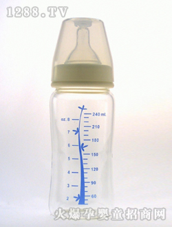 宽口晶钻玻璃奶瓶240mL蓝树