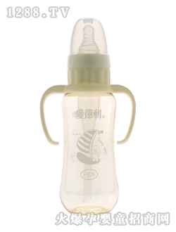 实感带柄防呛PES奶瓶300ML帆船