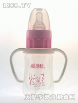 实感带柄防呛PP奶瓶120mL红鱼