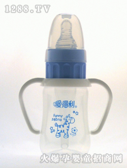 实感带柄防呛PP奶瓶120mL蓝驴