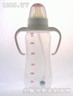 标准口径PP奶瓶300mL刻度红