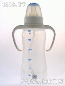 标准口径PP奶瓶300mL刻度蓝