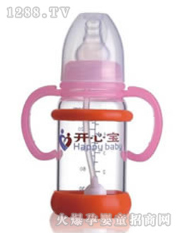 开心宝红色玻璃奶瓶KXB-8308