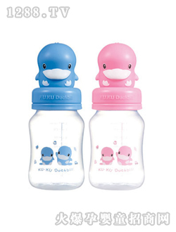 酷咕鸭晶钻PP宽口造型盖奶瓶240ml