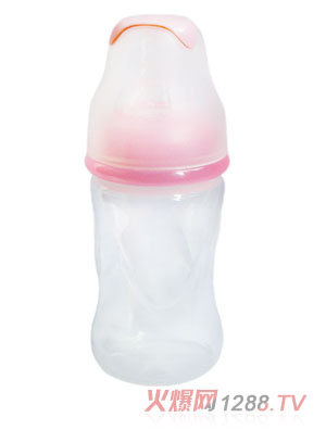 亲恩4安标口径花型PP奶瓶（粉色）