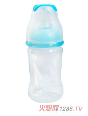 亲恩4安标口径花型PP奶瓶（蓝）