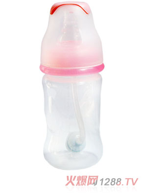 亲恩4安标口径花型自动PP奶瓶（粉红）