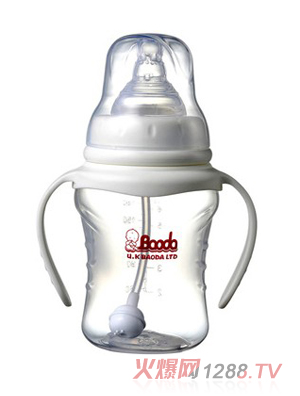 宝德双柄PP奶瓶210ml白