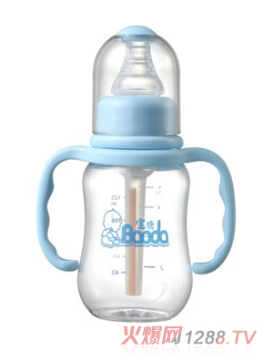 宝德双柄PP奶瓶125ml蓝