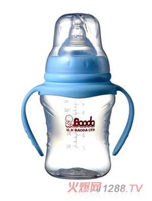 宝德双柄PP奶瓶210ml蓝