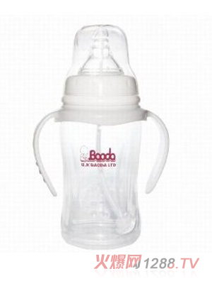宝德双柄PP奶瓶240ml白