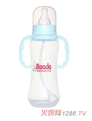 宝德双柄弧形自动PP奶瓶蓝