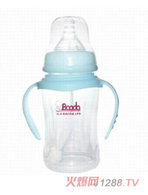 宝德双柄PP奶瓶240ml蓝