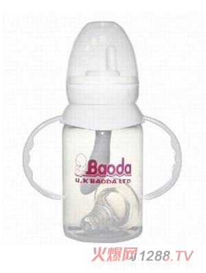 宝德双柄直身PP奶瓶120ml白