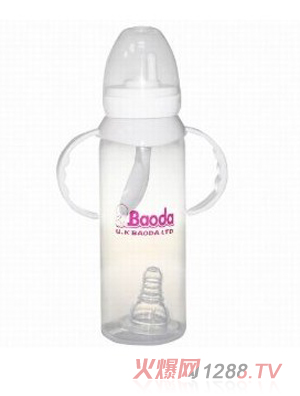宝德双柄直身PP奶瓶240ml白