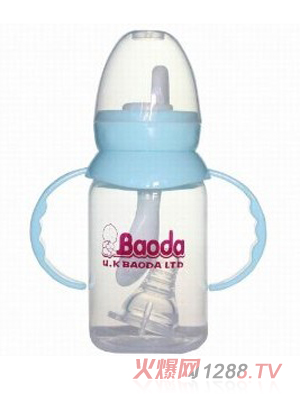 宝德双柄直身PP奶瓶120ml蓝