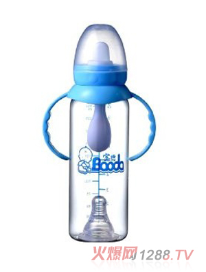 宝德双柄直身PP奶瓶240ml蓝