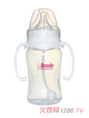 宝德三角底PP奶瓶240ml白