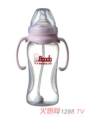宝德三角底PP奶瓶350ml粉