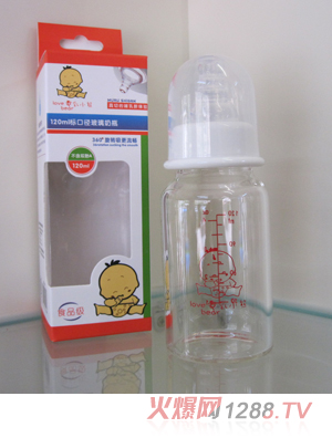 爱乳小熊120ml标口径玻璃奶瓶乳白色