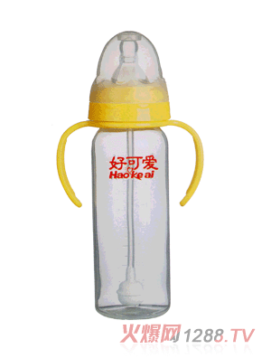 好可爱标口吸管手柄直身奶瓶