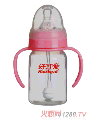 好可爱标口吸管手柄直身奶瓶
