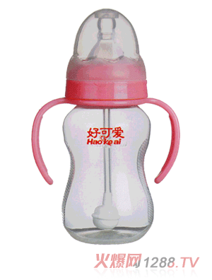 好可爱标口吸管手柄弧形奶瓶
