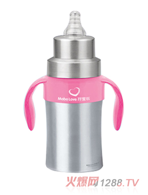 孖宝乐不锈钢奶瓶红色260ml