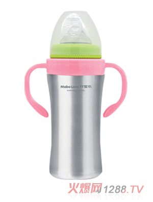 孖宝乐E型不锈钢奶瓶粉红