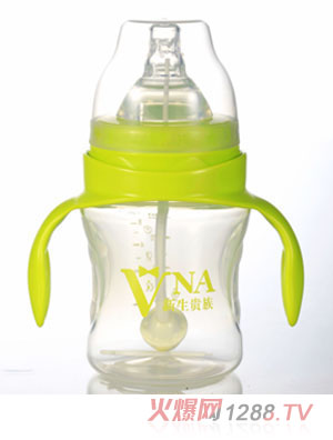 VNA绿盾150ml宽口腰文双耳自动PP奶瓶