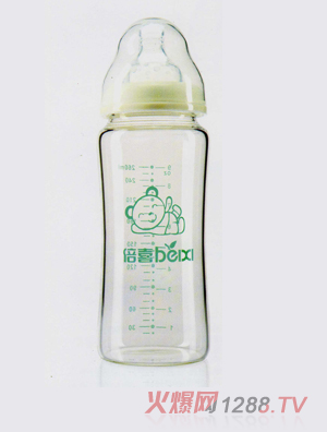 倍喜寬口徑弧形高硅膠奶瓶