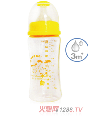 比卡諾寬口徑葫蘆晶鉆厚玻璃奶瓶240ml