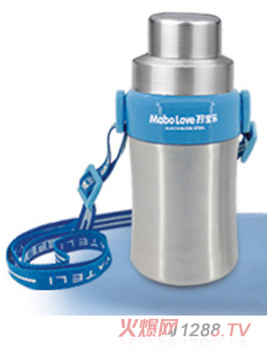 孖宝乐母婴两用不锈钢奶瓶淡蓝色