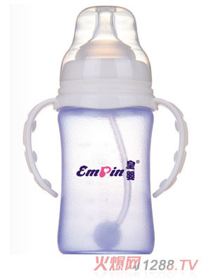 皇婴宽口感温防爆玻璃奶瓶150ml