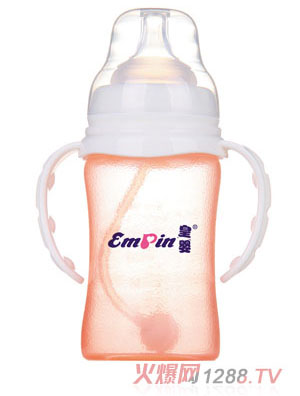 皇婴宽口感温防爆玻璃奶瓶210ml