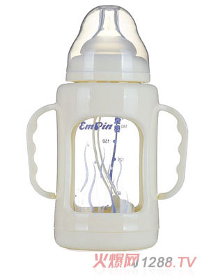 皇婴宽口双层防爆玻璃奶瓶200ml