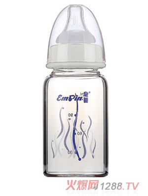 皇婴宽口晶钻玻璃小奶瓶120ml白色