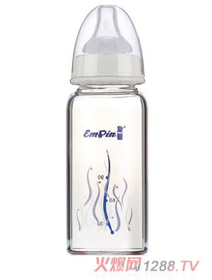 皇婴标口晶钻玻璃大奶瓶180ml白色