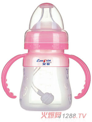 皇婴宽口硅胶自动奶瓶150ml粉色