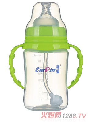皇婴宽口PP调弧自动小奶瓶240m绿色