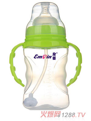 皇婴宽口PP适指自动小奶瓶150ml绿色