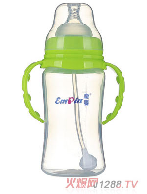 皇婴宽口PP圆弧自动小奶瓶240ml绿色