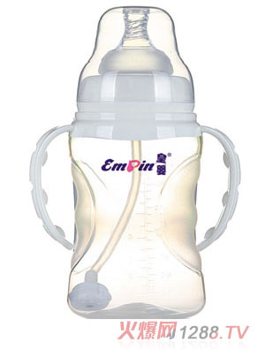 皇婴宽口PP适指自动小奶瓶150ml白色